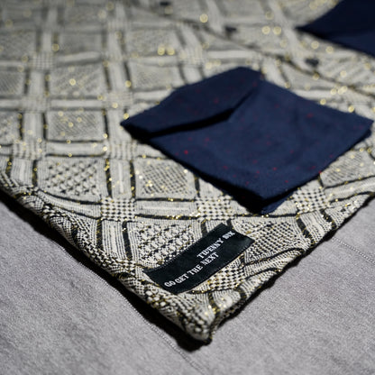 Close-up view of the blue pockets on the shirt, showcasing their design and detailing.