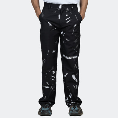 Hand Print Cargo Pants - Black